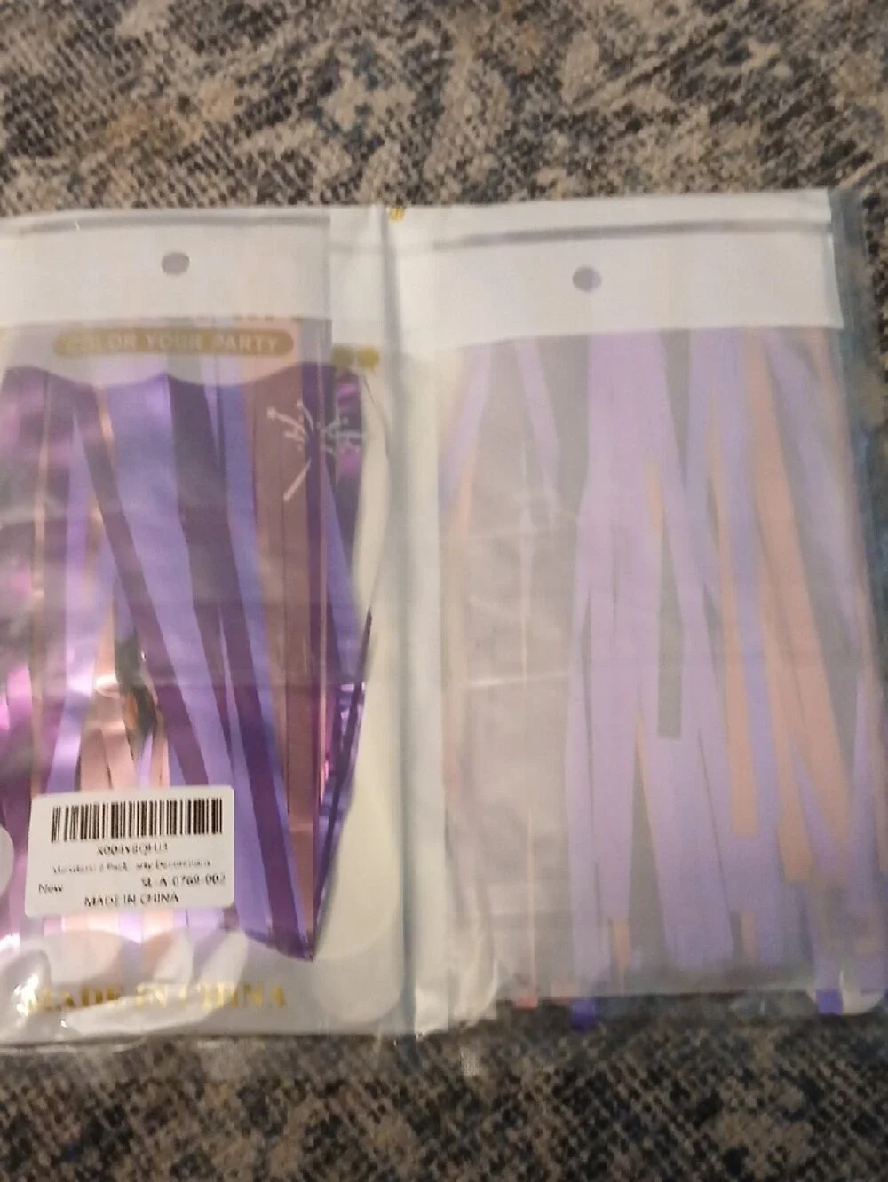 Foil Fringe Curtain - Purple and Pink 3x8. 2 Pack